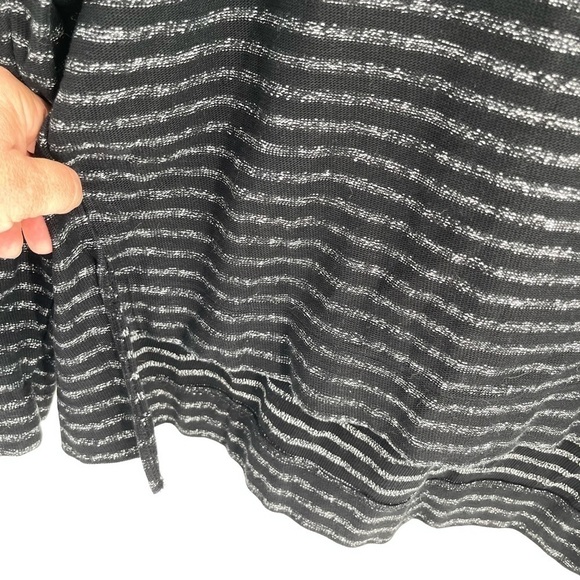 Madewell Black Marled Stripe Long Sleeve Top Women’s High Lo Size Medium - Picture 5 of 9